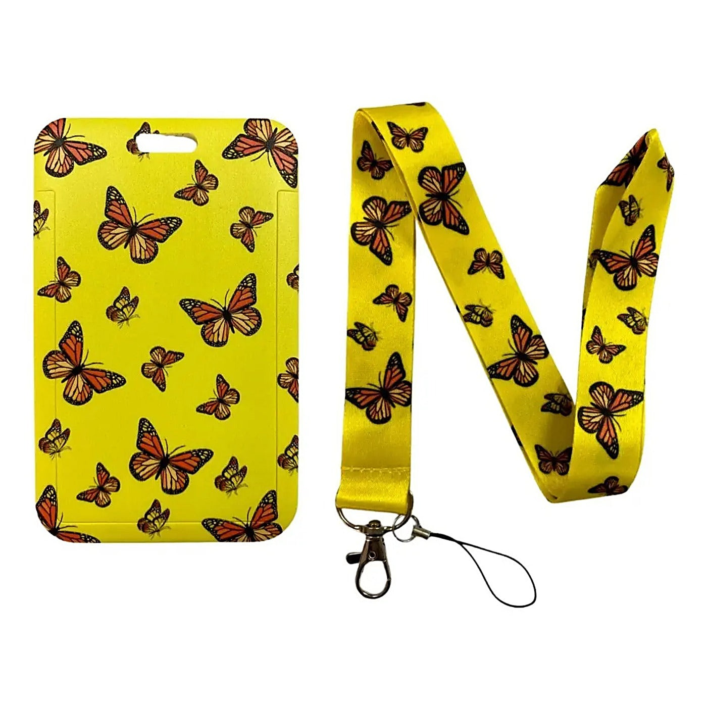 Porta Credencial con Lanyard Mariposas Amarillo