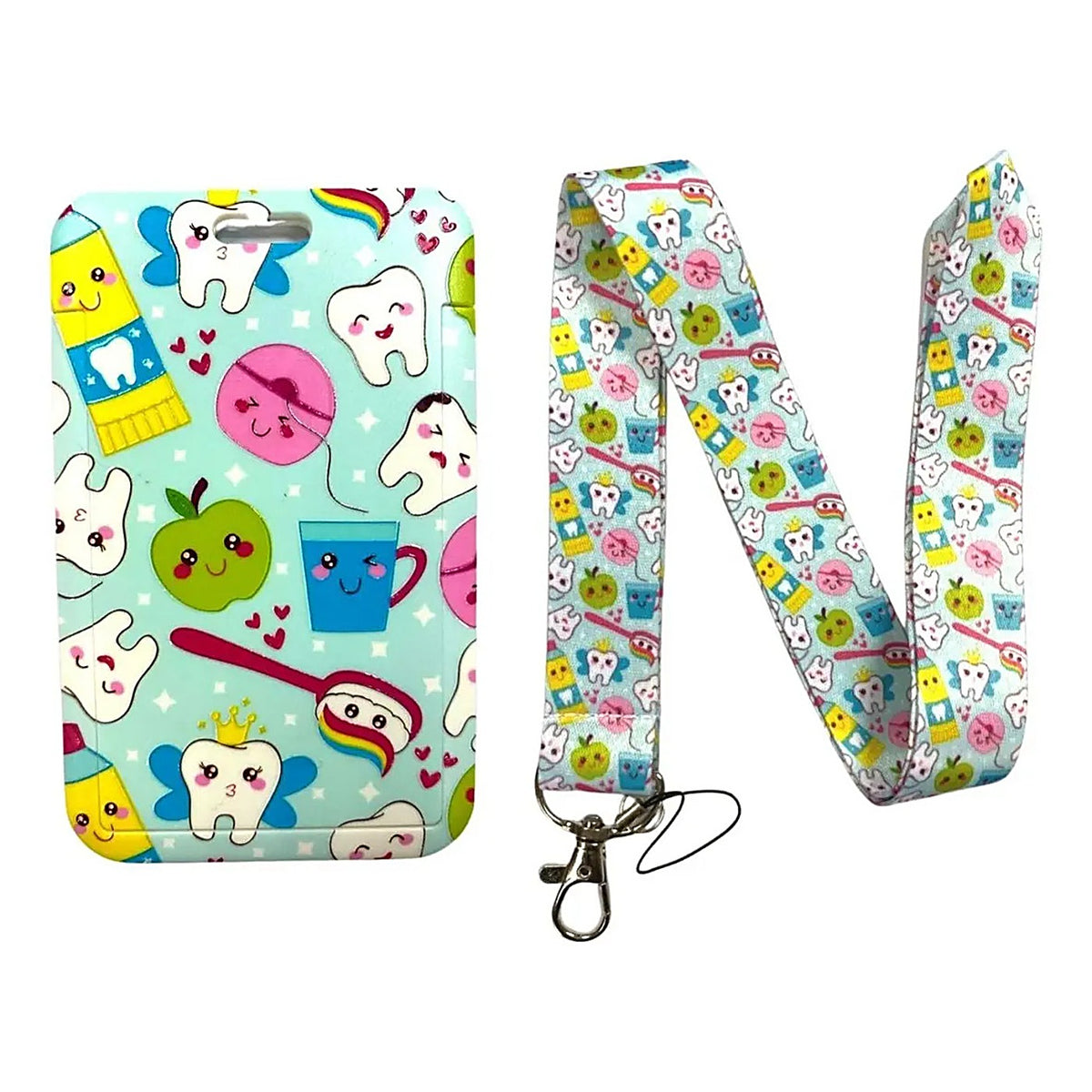 Porta Credencial con Lanyard Dientes Y Frutas
