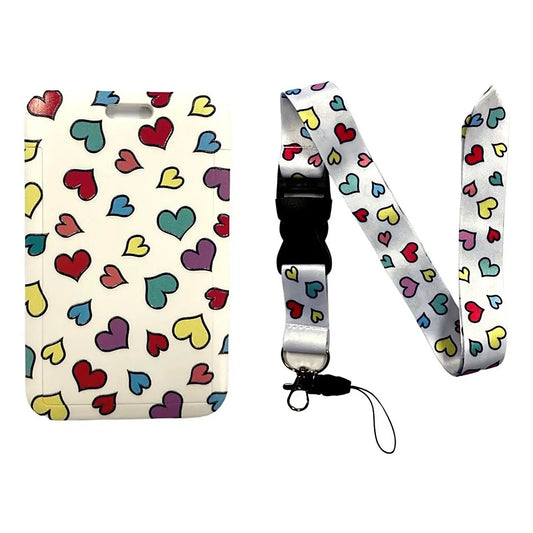 Porta Credencial con Lanyard Corazones Colores Kb3