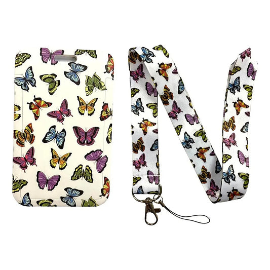 Porta Credencial con Lanyard Mariposas Colores