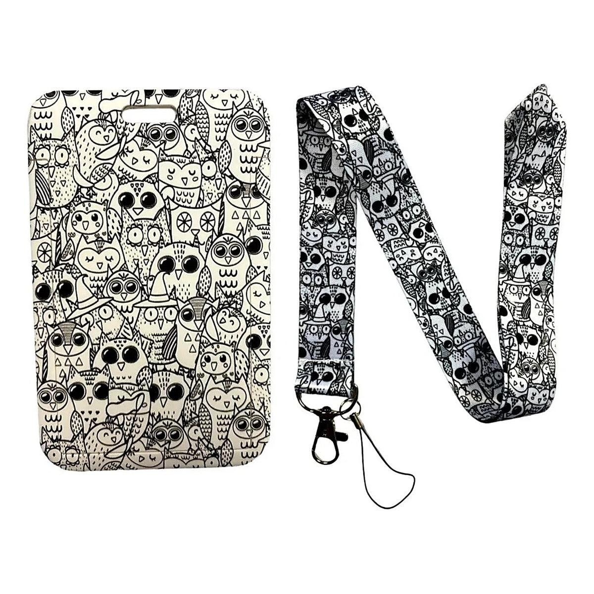 Porta Credencial con Lanyard Buho Dibujo