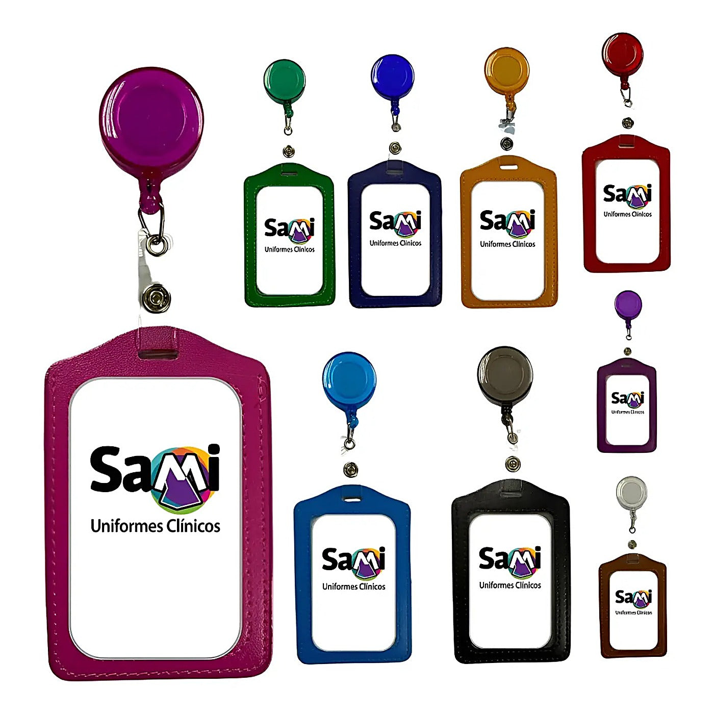 Porta Credencial Vertical con Yoyo Retractil Café