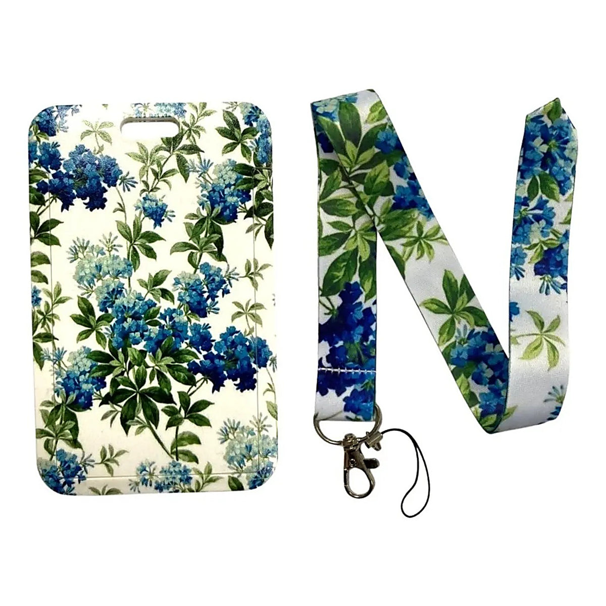 Porta Credencial con Lanyard Flores Azules