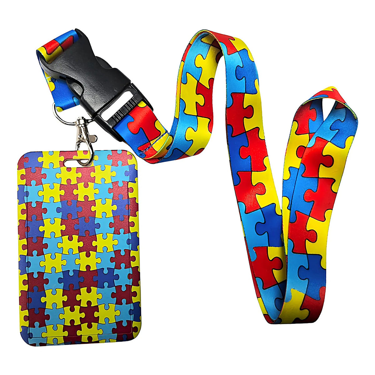 Porta Credencial con Lanyard Puzzle Amarillo
