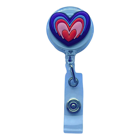 Porta Credencial con Yoyo Retractil Corazon Multicolor