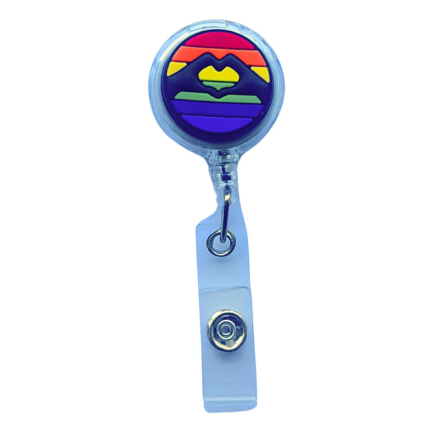 Porta Credencial con Yoyo Retractil Corazon Lgtbi Azul