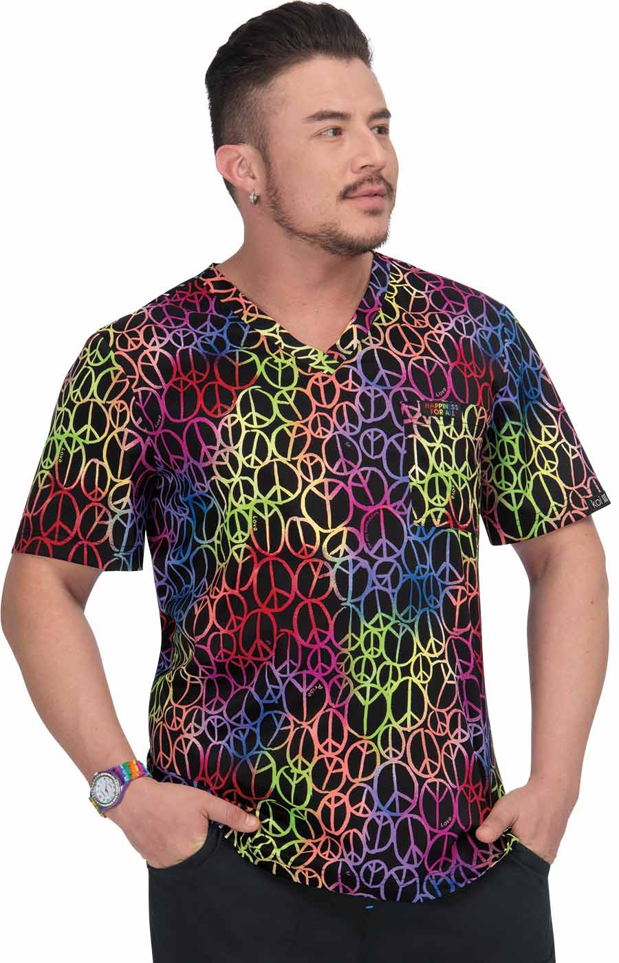 Polera Clínica Mujer 1067PR Koi Basics Casey Top estampado Pride Peace and Happiness