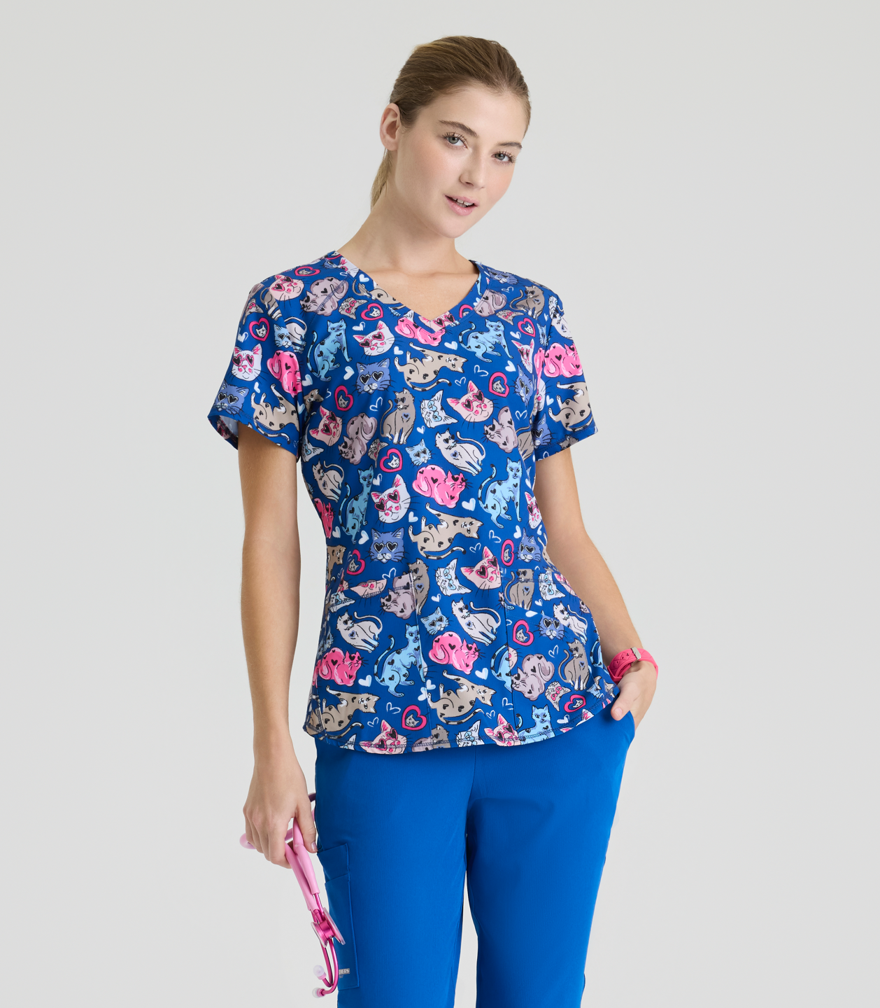 Polera Clínica Mujer Estampada SKT021 I LOVE KITTIES ILKT SKECHERS