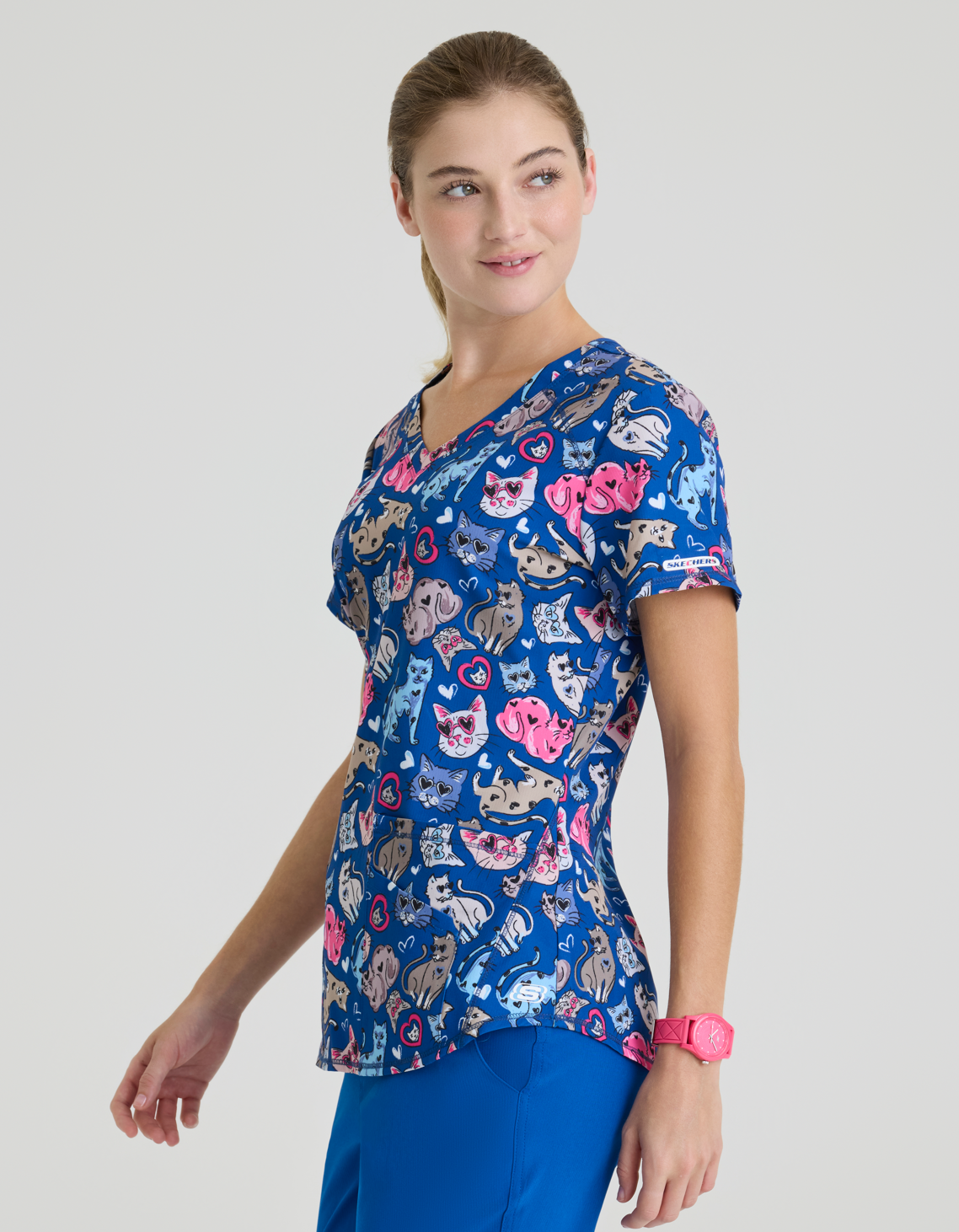 Polera Clínica Mujer Estampada SKT021 I LOVE KITTIES ILKT SKECHERS