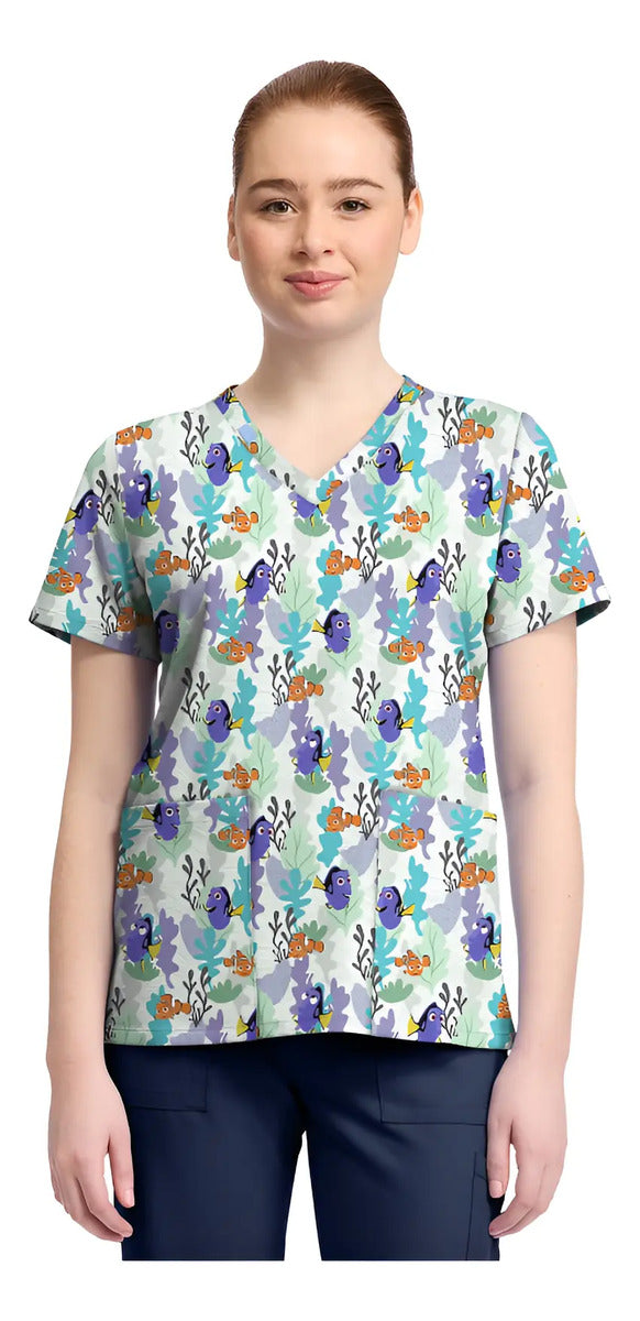 Polera Clínica Mujer Estampada TF796 Tooniforms · Fantastic Nemo