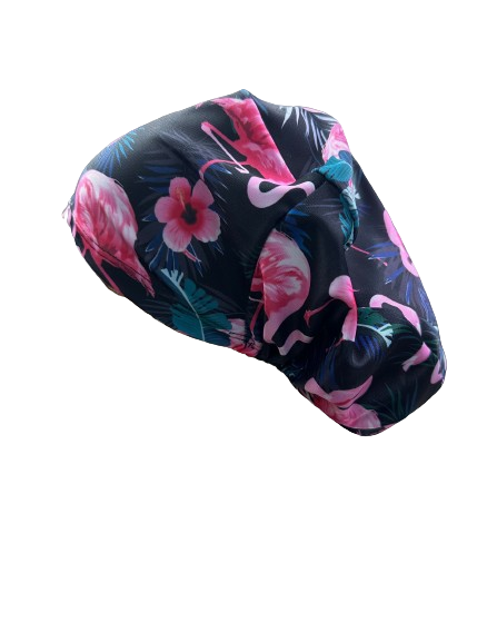 Gorro Clínico / Cofia Mujer Lycra negro flamenco flores