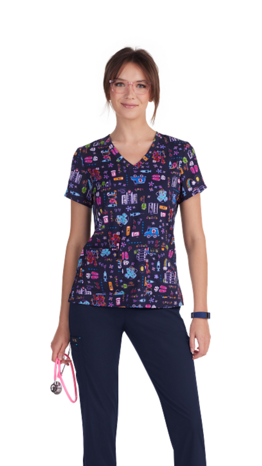 Polera Clínica Mujer estampada 384PR COC Leslie Top