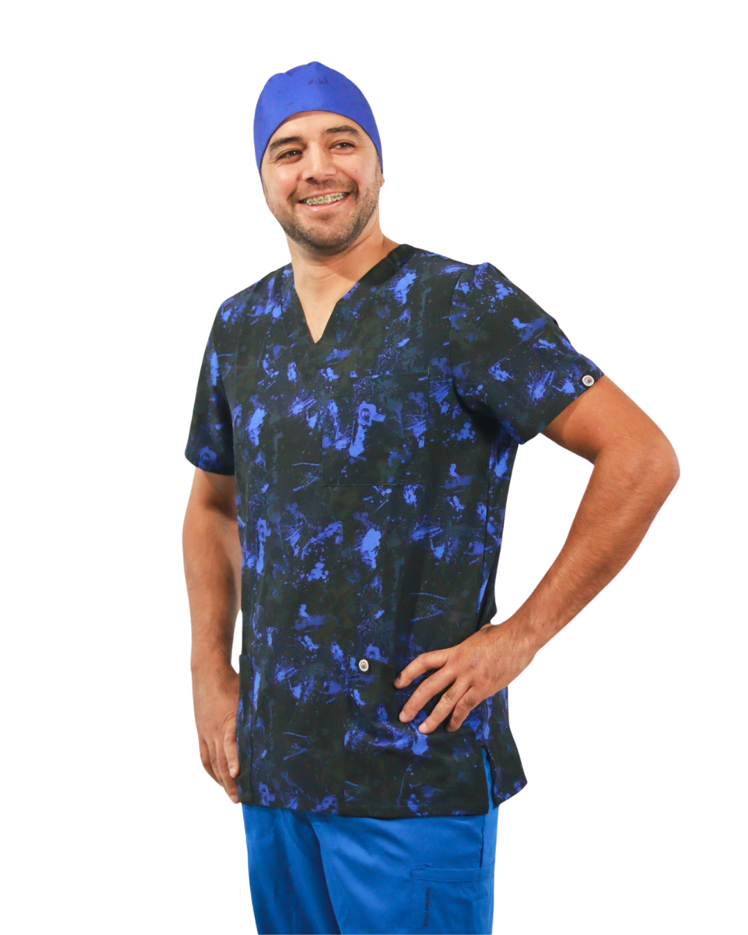 Polera Clínica Hombre Paint Azul Rey Estampados Sami