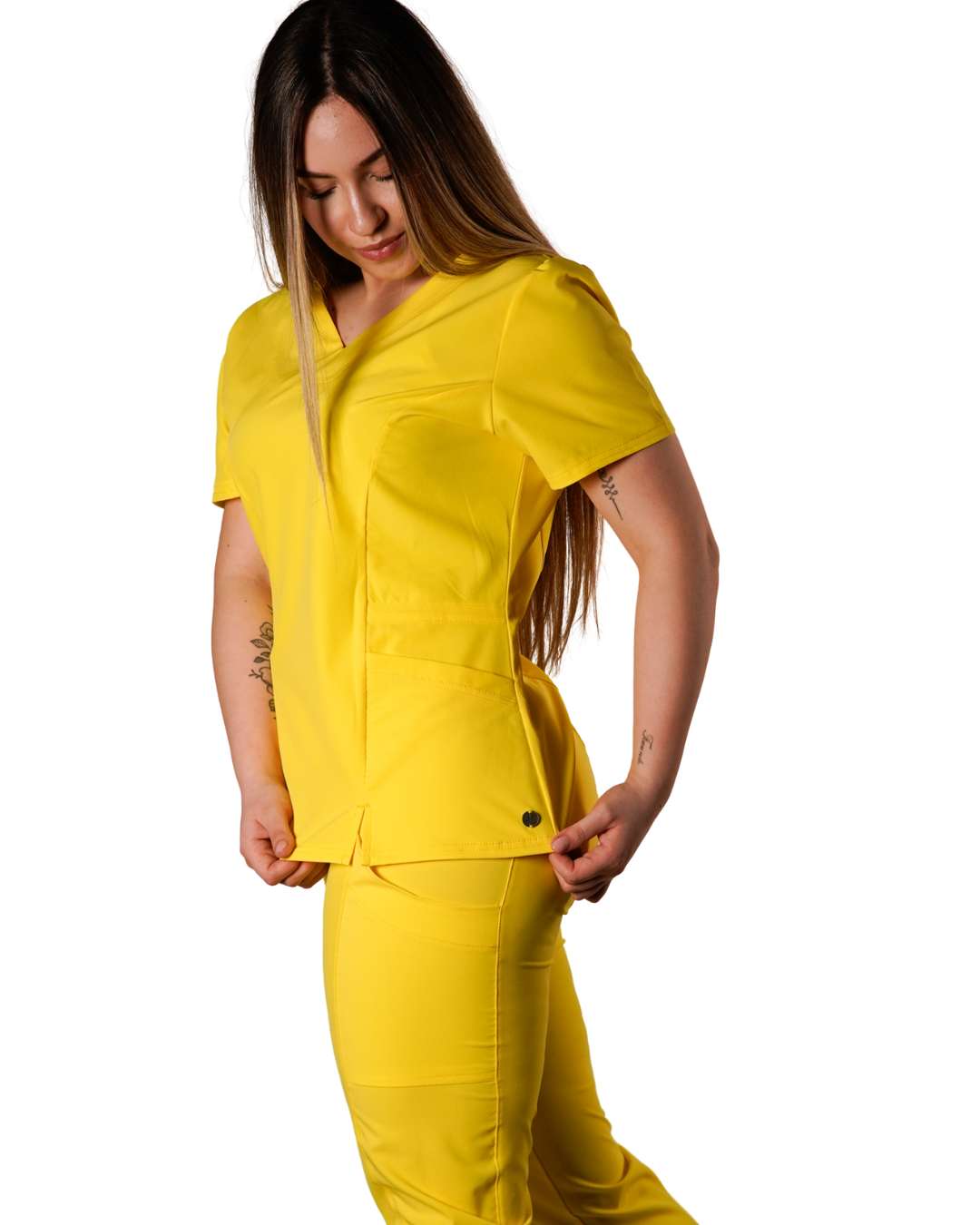 Polera clínica antifluido Mujer 6022 Amarillo Antifluido Valere Flex