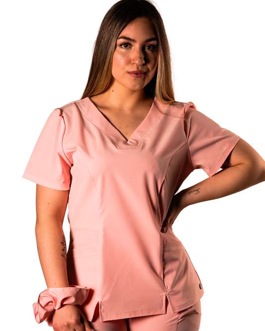 Polera clínica antifluido Mujer 6022 Damasco Antifluido Valere Flex