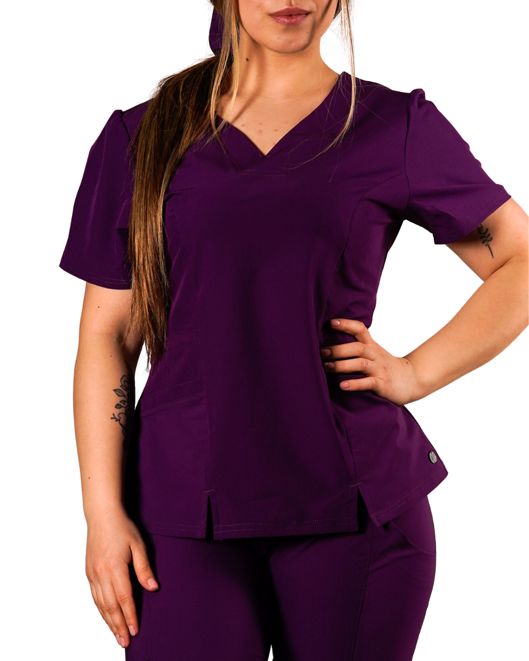 Polera clínica antifluido Mujer 6022 Morado Antifluido Valere Flex