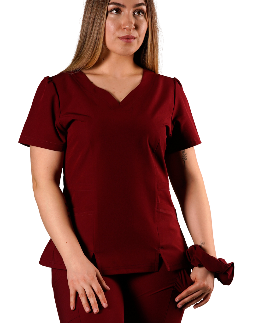 Polera clínica antifluido Mujer 6022 Vino Antifluido Valere Flex