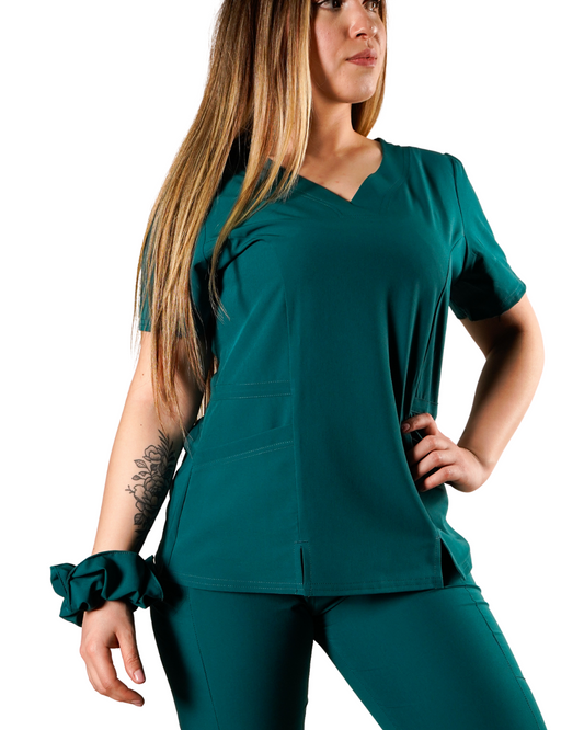 Polera clínica antifluido Mujer 6022 Verde Antifluido Valere Flex