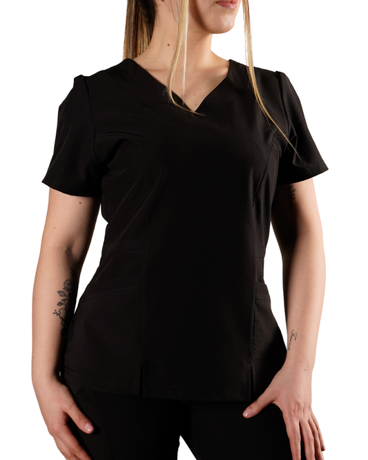 Polera clínica antifluido Mujer 6022 Negro Antifluido Valere Flex