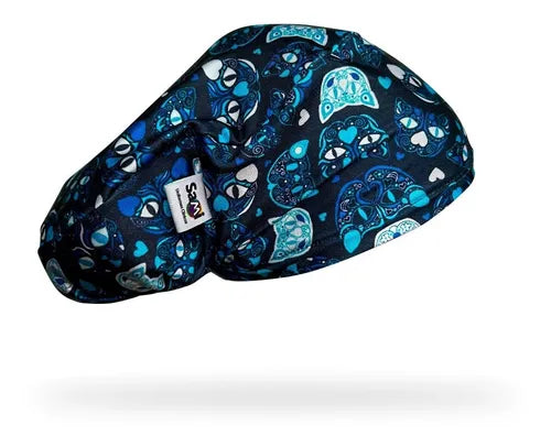 Gorro Clínico Lycra Mujer Gatos Azules