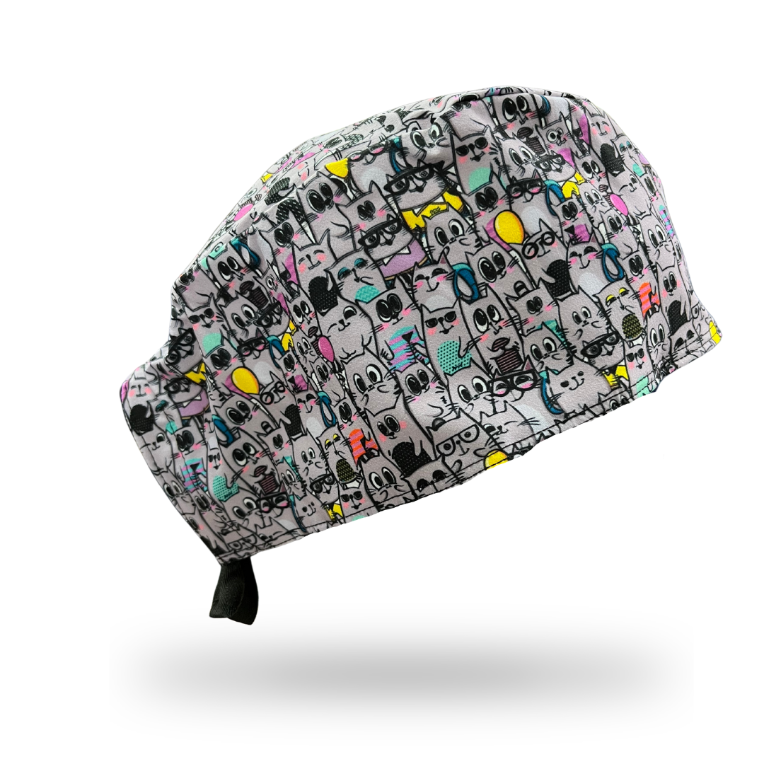 Gorro Clínico Hombre Antifluido Gatos Caras