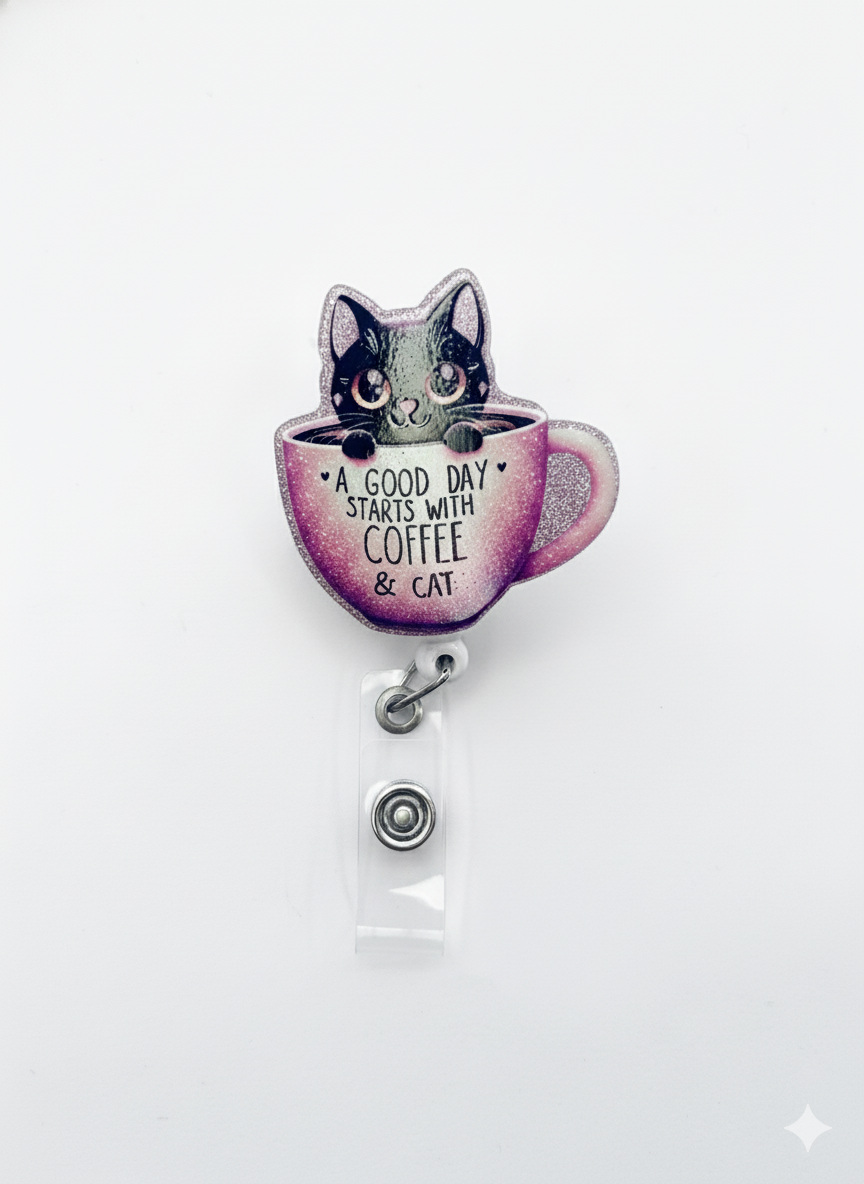 Porta credencial acrílico Cat and Coffe