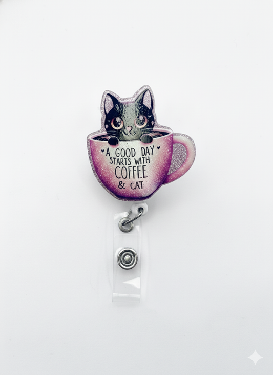 Porta credencial acrílico Cat and Coffe