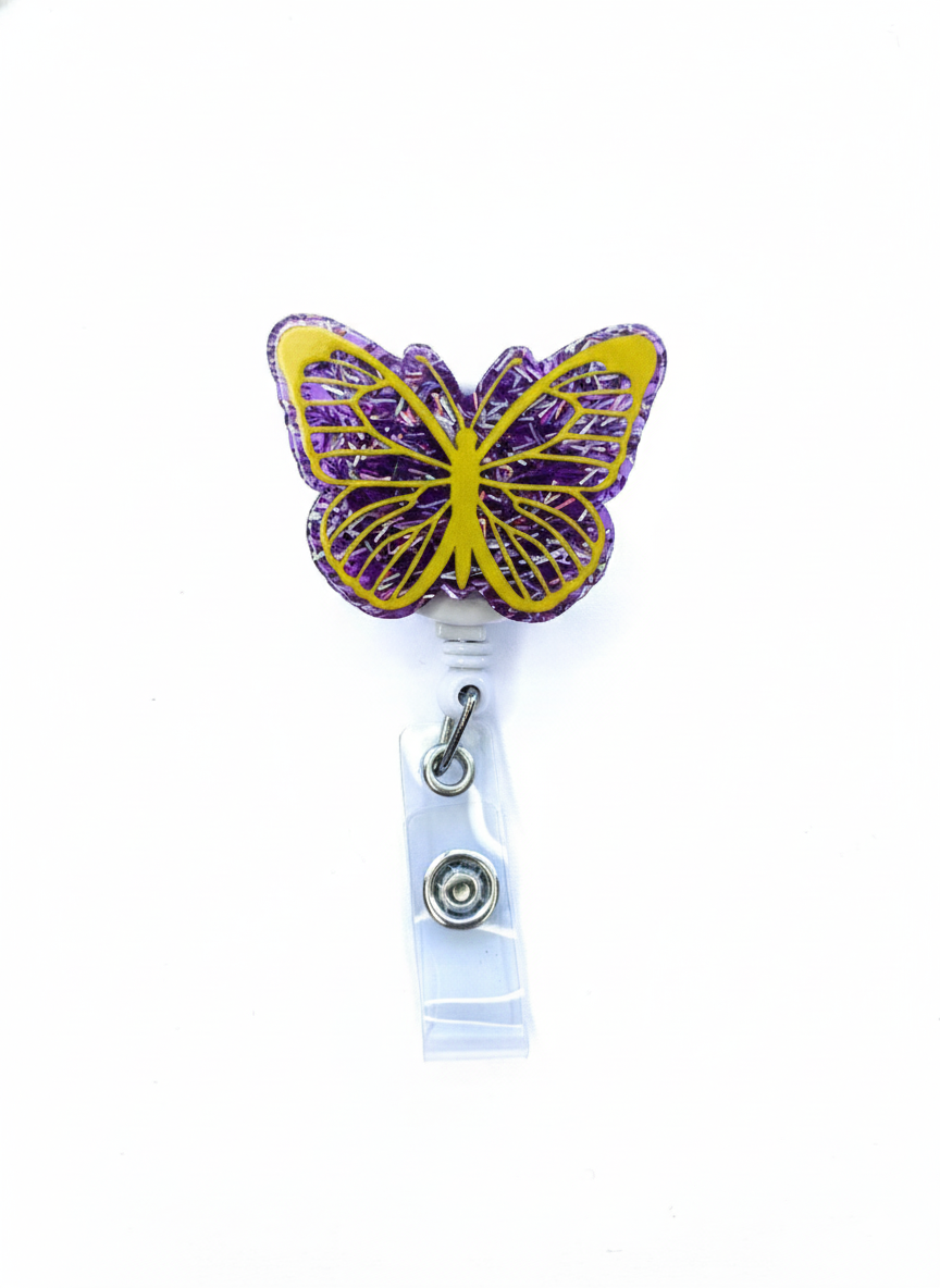 Porta credencial acrílico Mariposa Amarilla