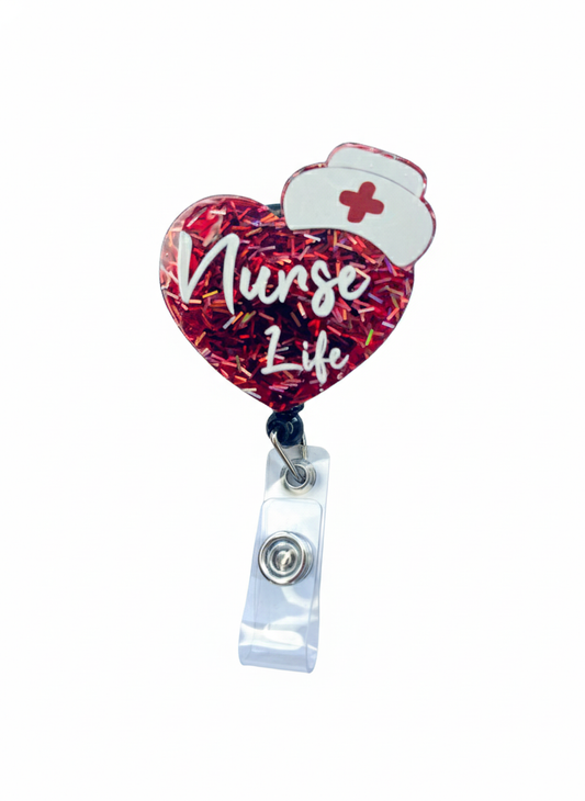 Porta credencial acrílico Corazón Rojo Nurse