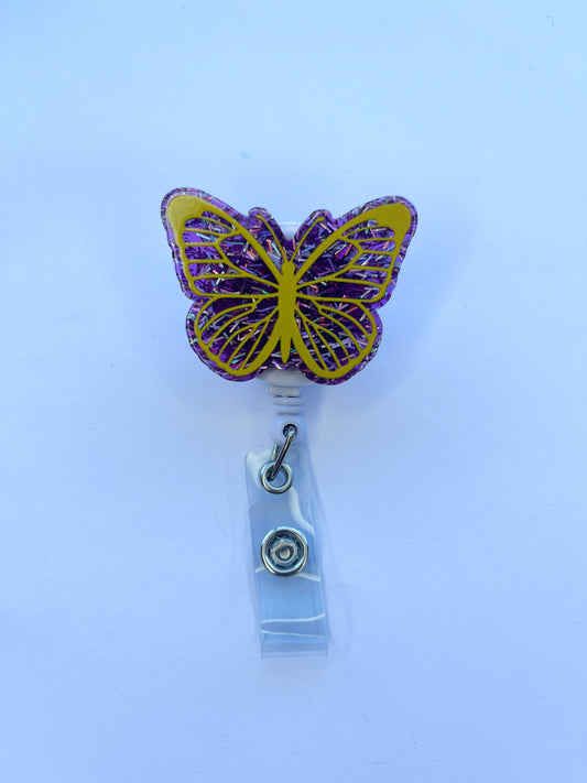 Porta credencial acrílico Mariposa Amarilla
