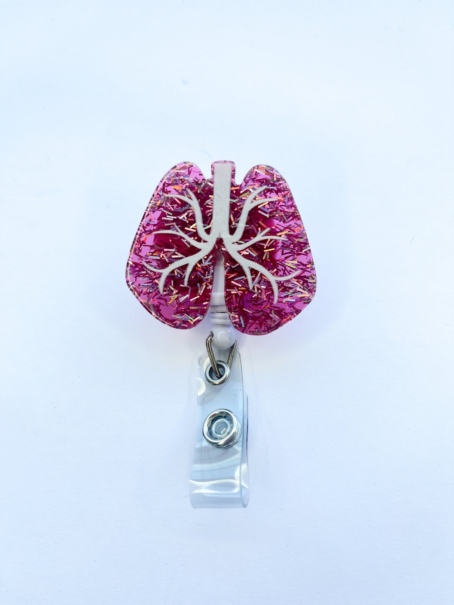 Porta credencial acrílico Pulmón rosa