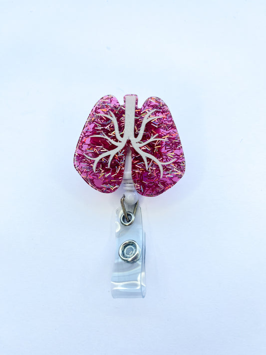 Porta credencial acrílico Pulmón rosa