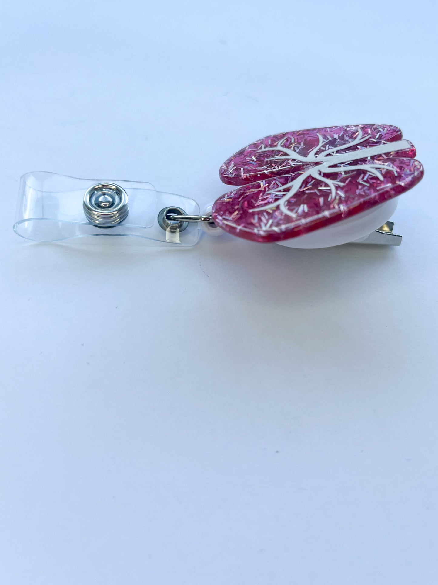 Porta credencial acrílico Pulmón rosa