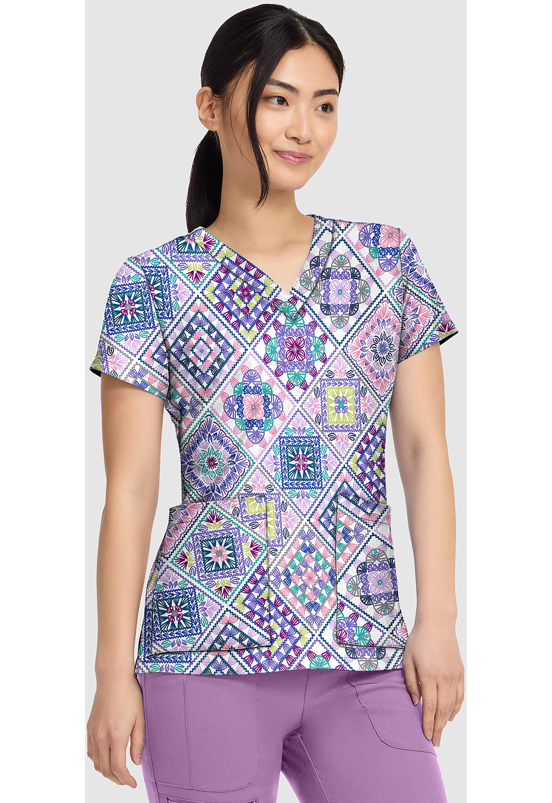 Polera clínica mujer estampada MC8564 CYDA Medcouture