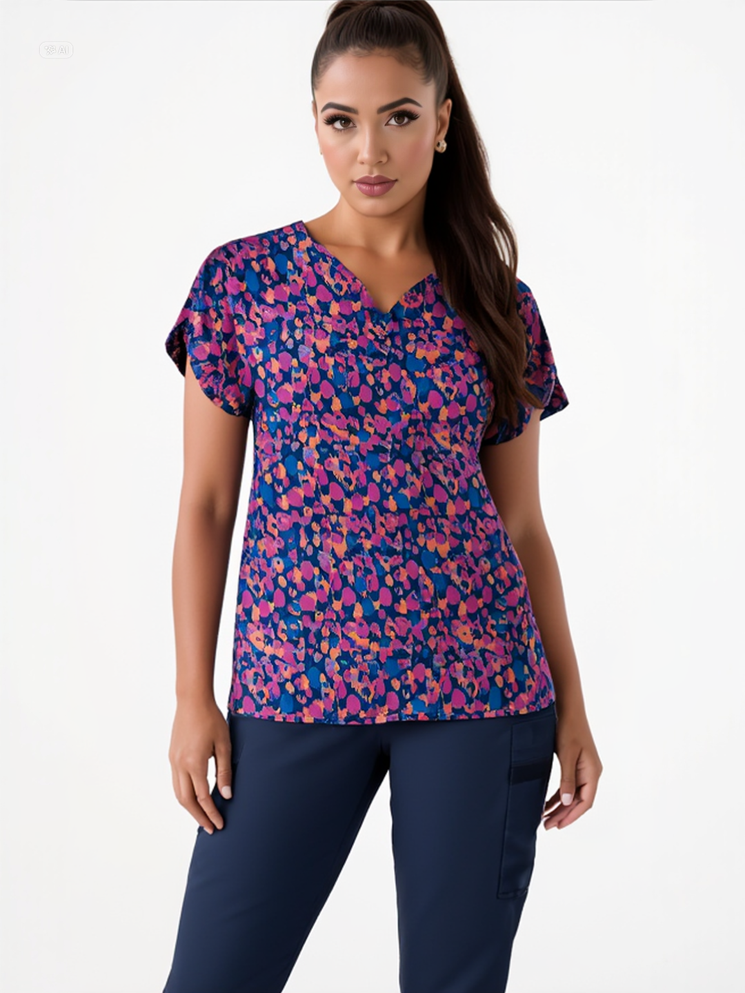 Polera clínica estampada 6267 PDNV WINK