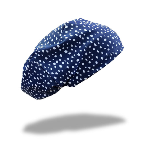 Gorro Clínico / Cofia Mujer Lycra Navy White Dots