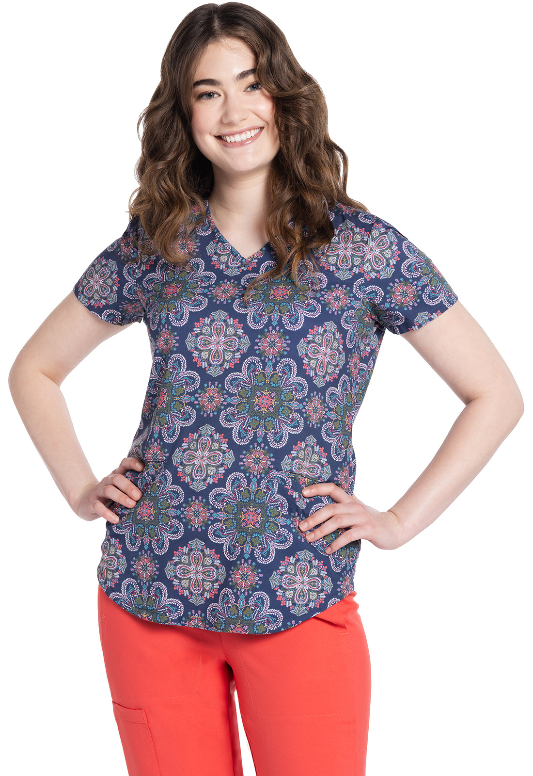 Polera Clínica Estampada Mujer BHMD Mandala Blue Cherokee