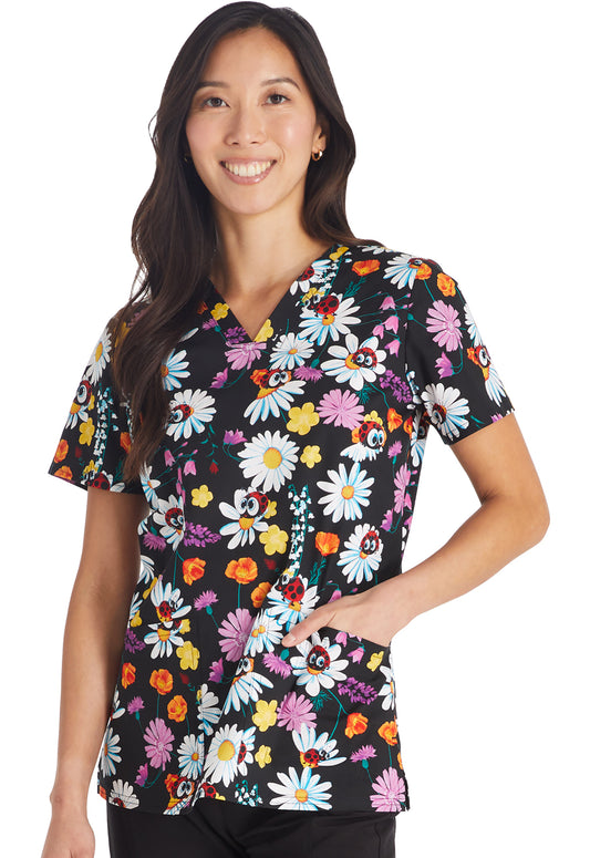 Polera Clínica Estampada Mujer LBGN Ladybug Flowers Cherokee