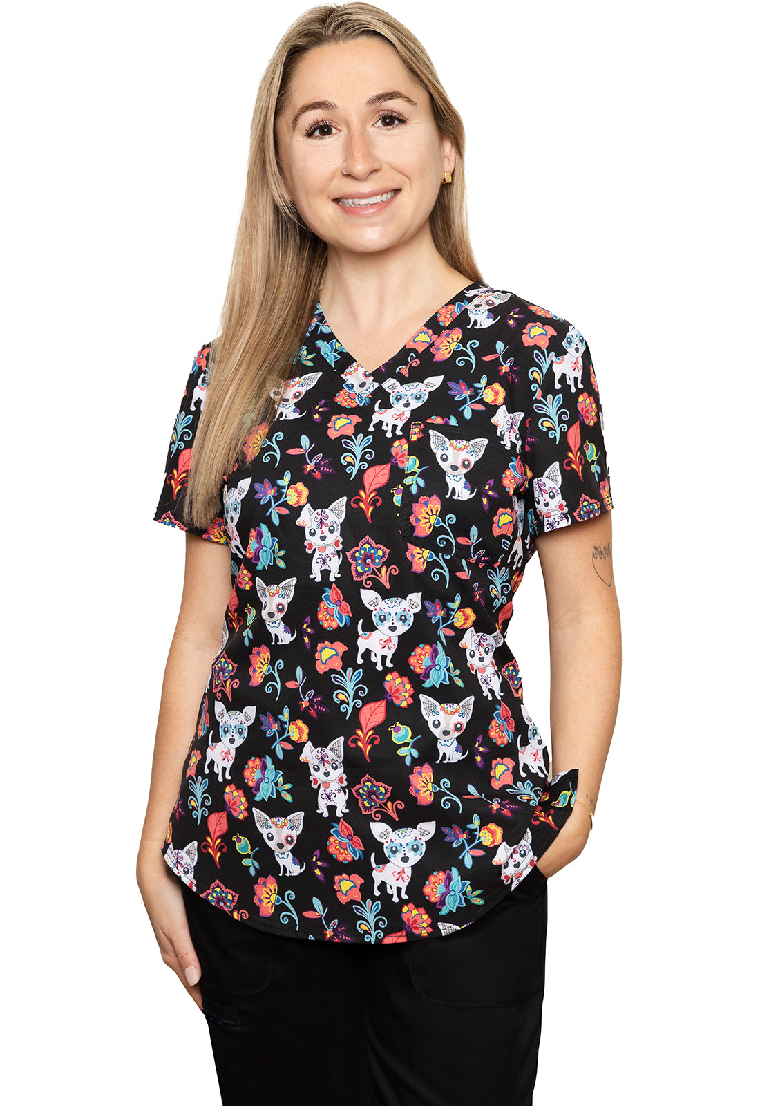 Polera Clínica Estampada Mujer SUKP Catrina Chihuahua Cherokee