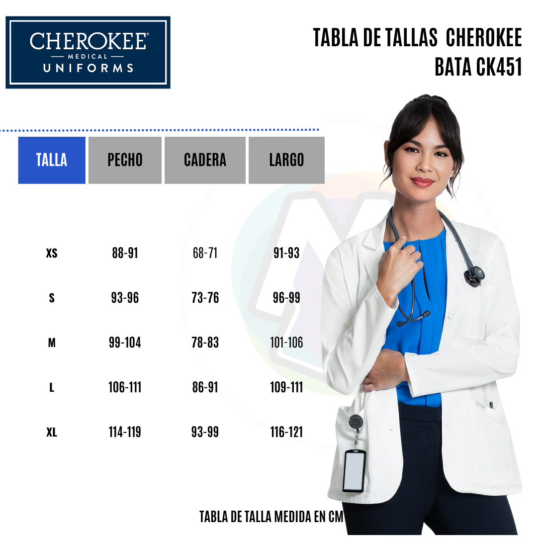 Bata Clínica Cherokee Mujer CK451 Blanca Cherokee