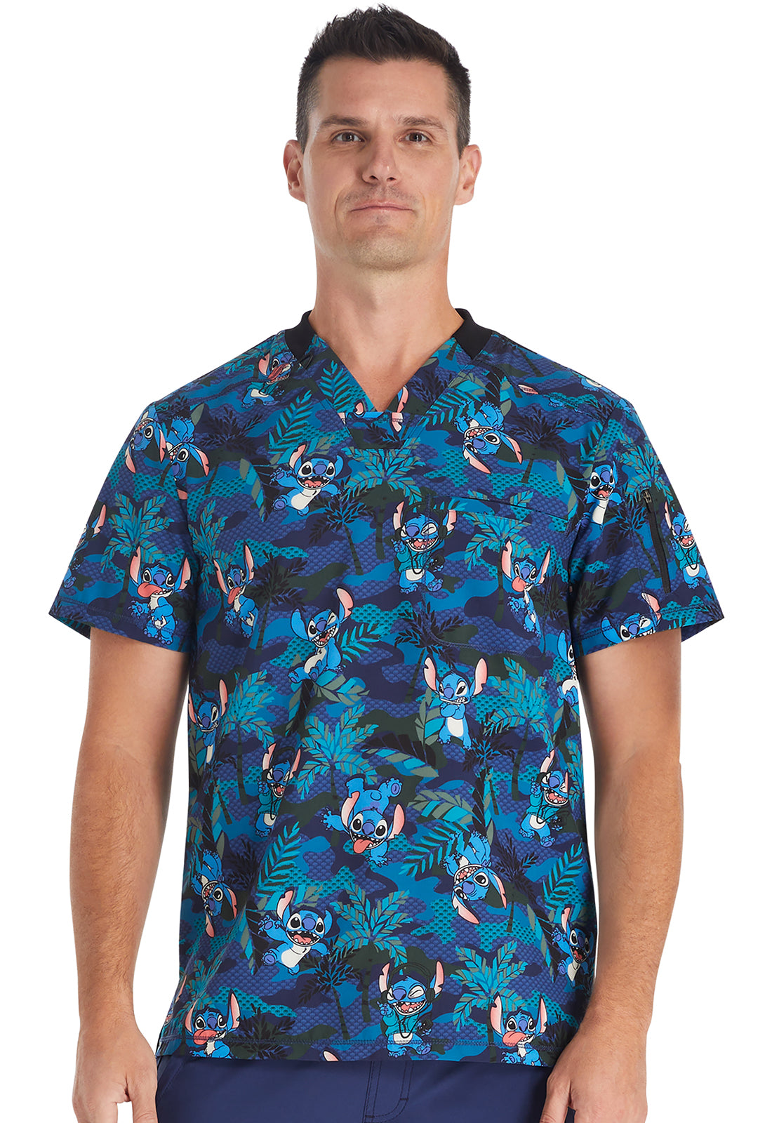 Polera Clínica Disney Hombre TF730 LHNG Estampado Stich Tooniforms