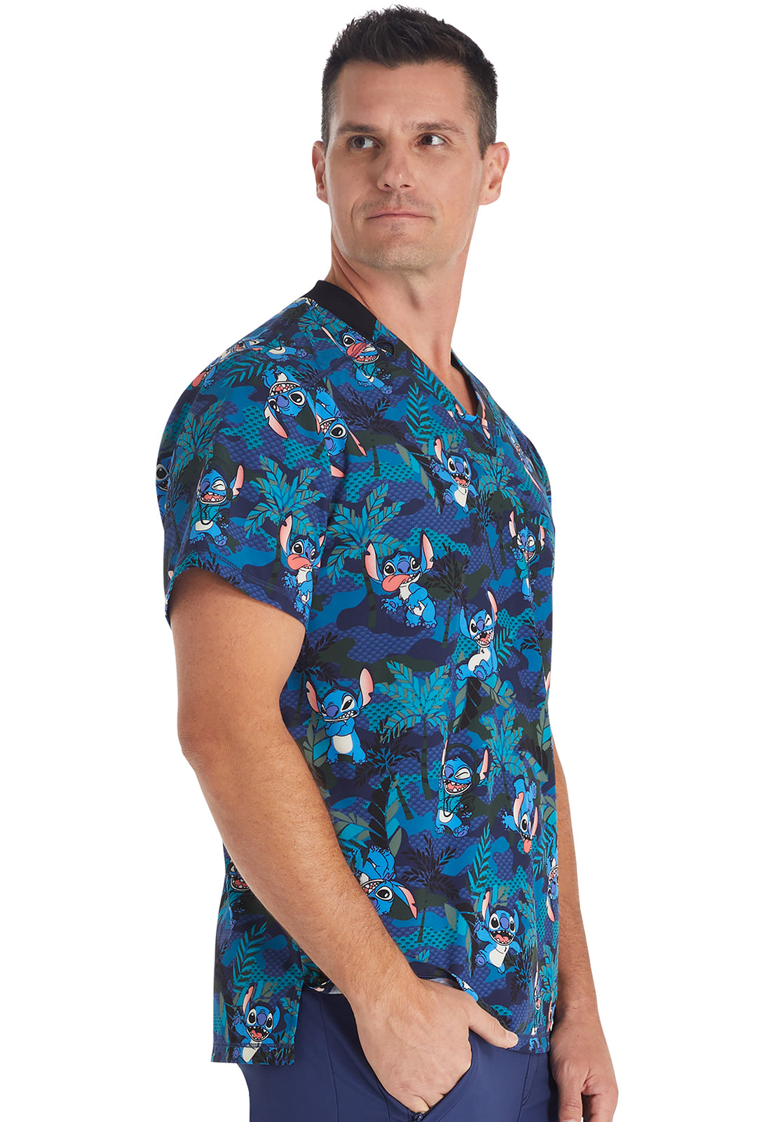 Polera Clínica Disney Hombre TF730 LHNG Estampado Stich Tooniforms