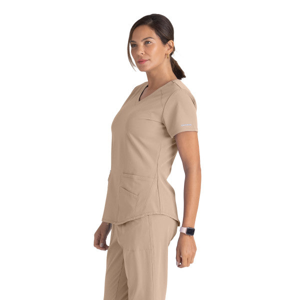 Polera Clínica Mujer Sk101 Khaki beige Skechers