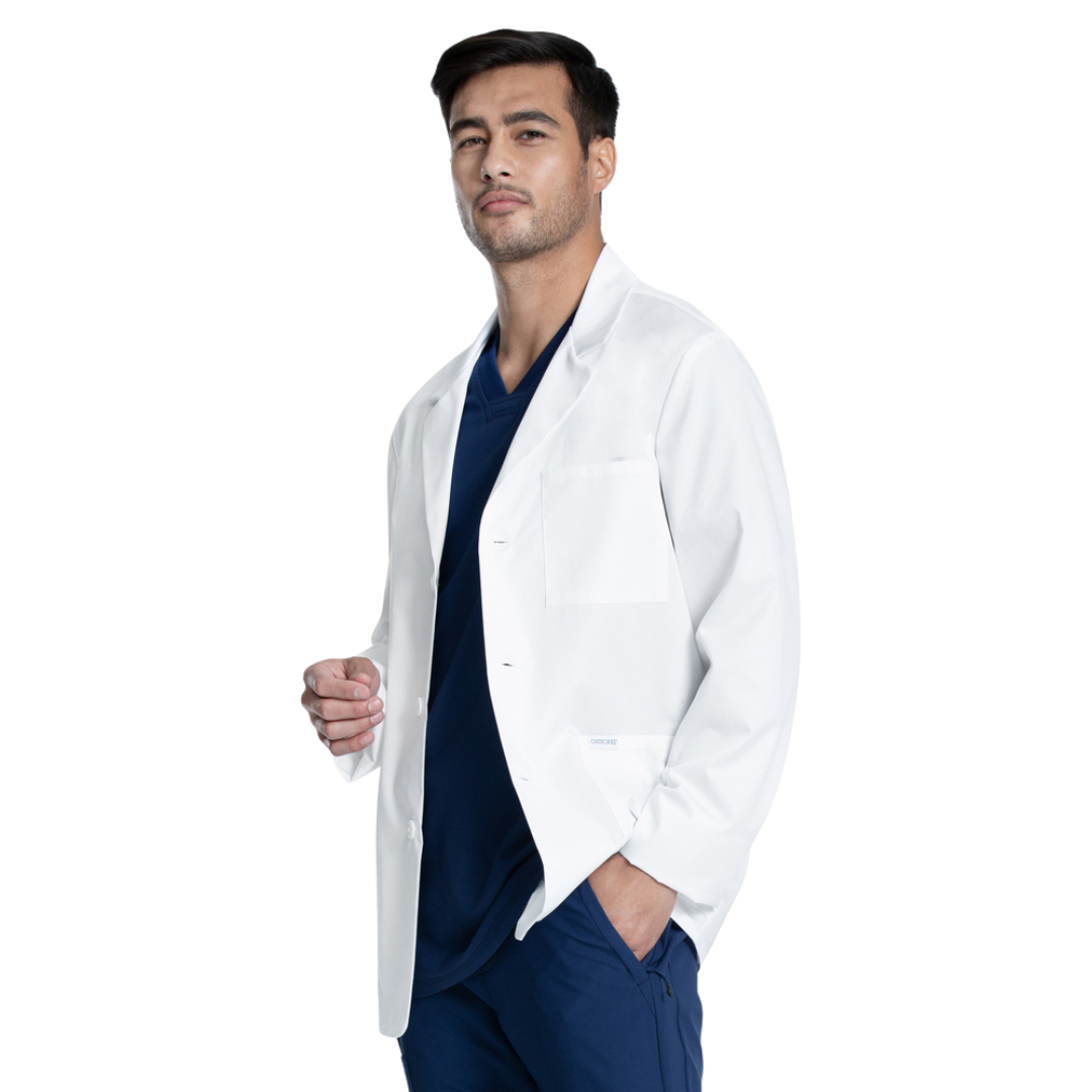 Bata clínica hombre Cherokee Blanca CK401, detalle 2 - Uniformes Clínicos Sami