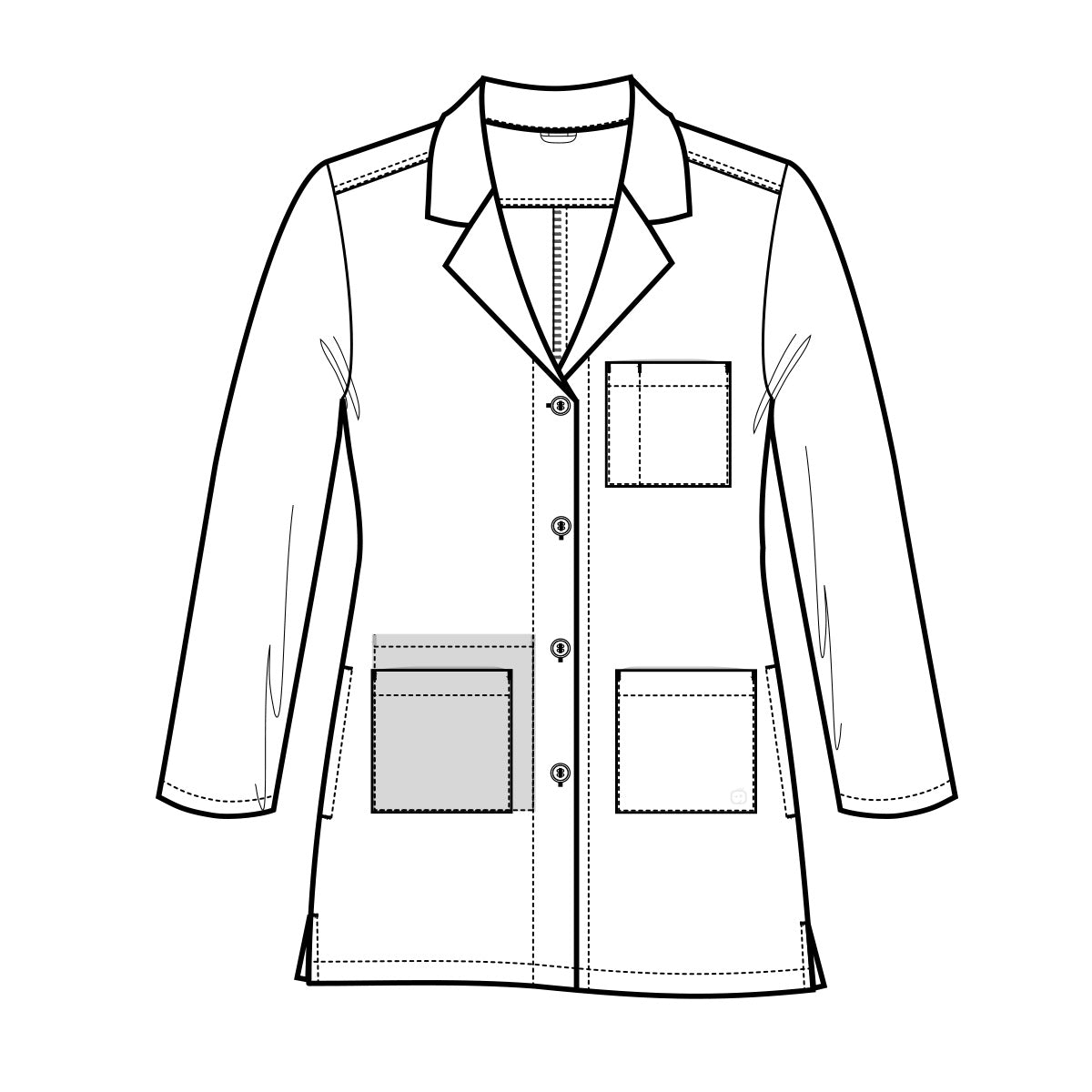Bata clínica WonderWink 7402A, vista trasera - Uniformes Clínicos Sami