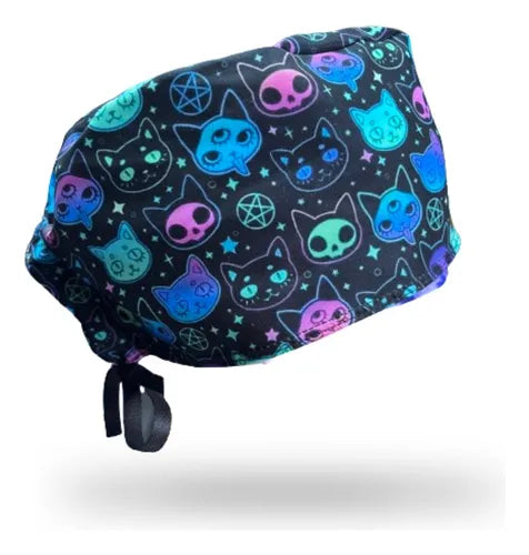 Gorro clínico hombre estampado Gatos Neon - Uniformes Clínicos Sami