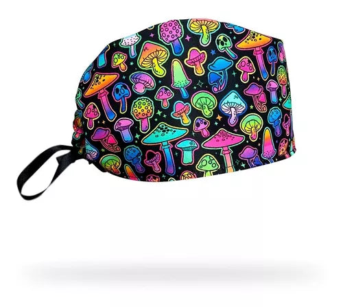 Gorro clínico hombre estampado hongos neón - Uniformes Clínicos Sami