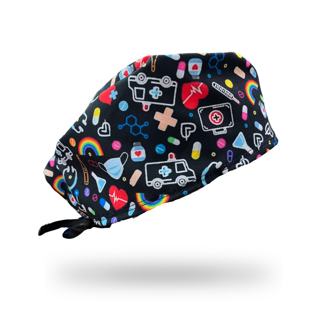 Gorro clínico hombre negro estampado Nurse - Uniformes Clínicos Sami