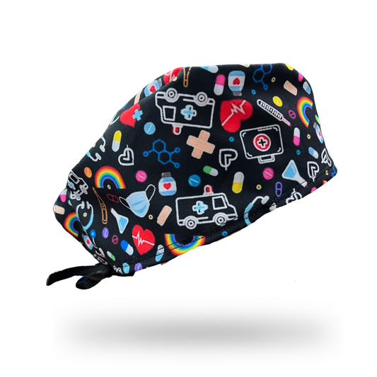 Gorro clínico hombre negro estampado Nurse - Uniformes Clínicos Sami