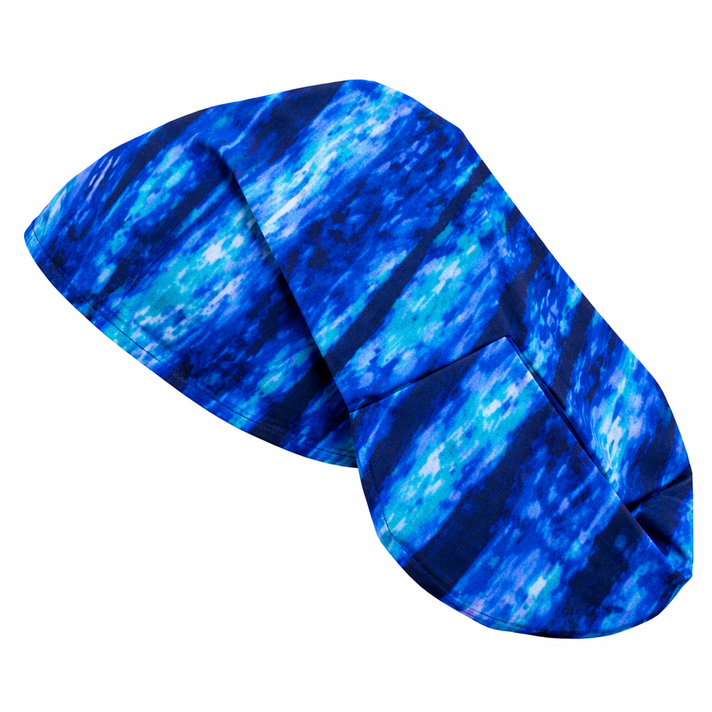 Gorro clínico mujer azul estampado Lycra aurora - Uniformes Clínicos Sami